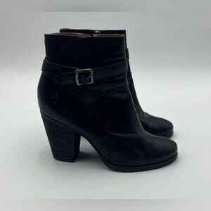 FRYE PATTY RIDING BOOTIE BLACK LEATHER ANKLE BOOTS WOMEN'S SIZE 9 3476983